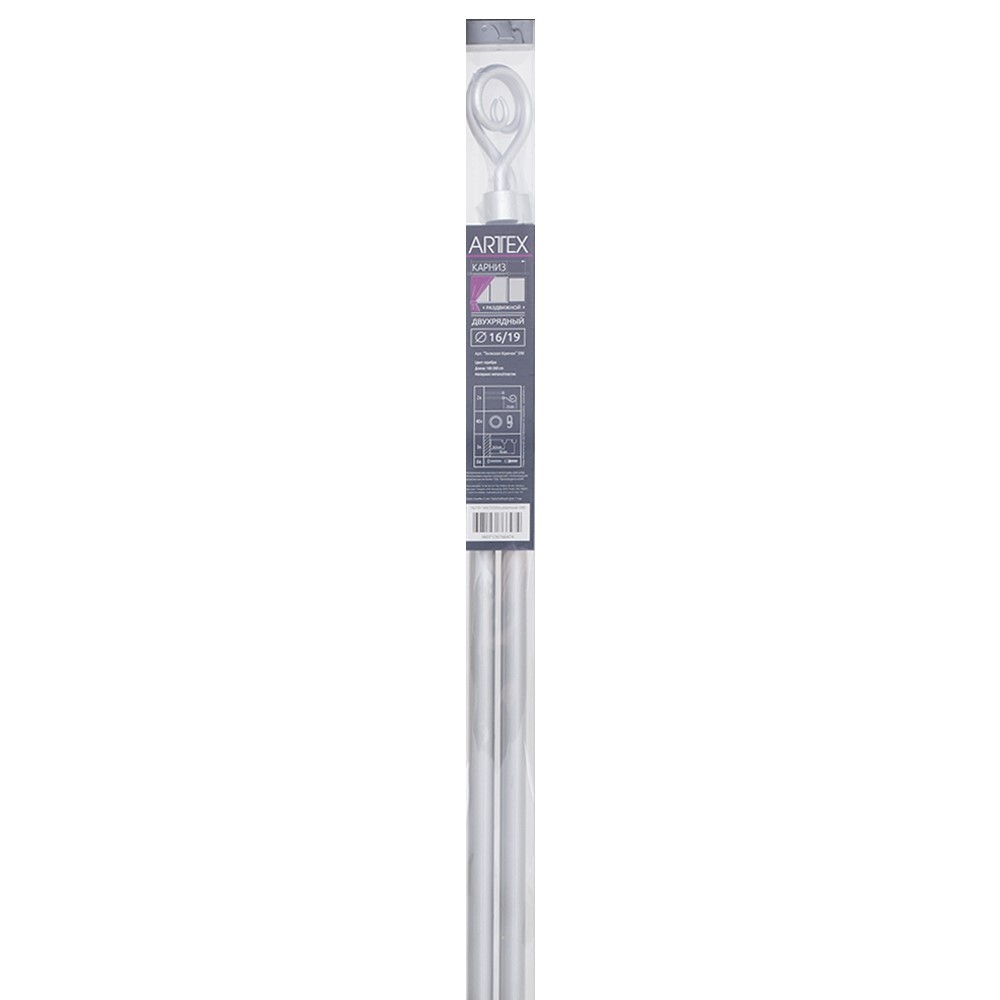 Карниз двойной 16/19 мм Телескоп Крючок 160/310
Карниз двойной 16/19 мм Телескоп Крючок 160/310