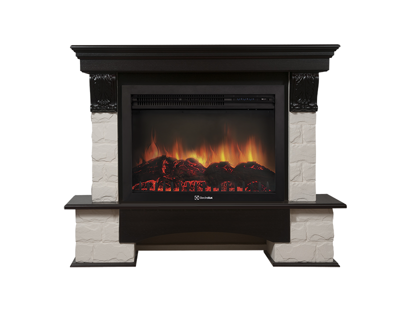 

Камин Electrolux Sphere Plus EFP/P-3320RLS с порталом Forte 30S камень белый, шпон темный дуб