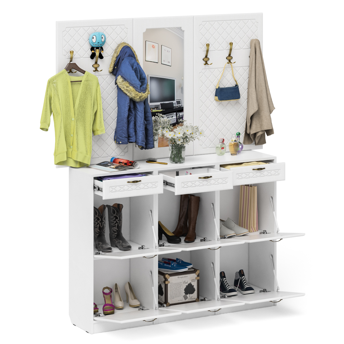 Прихожая П-6 № 6 МДФ фрезеровка ромб купить за 37913 руб. в интернет ...