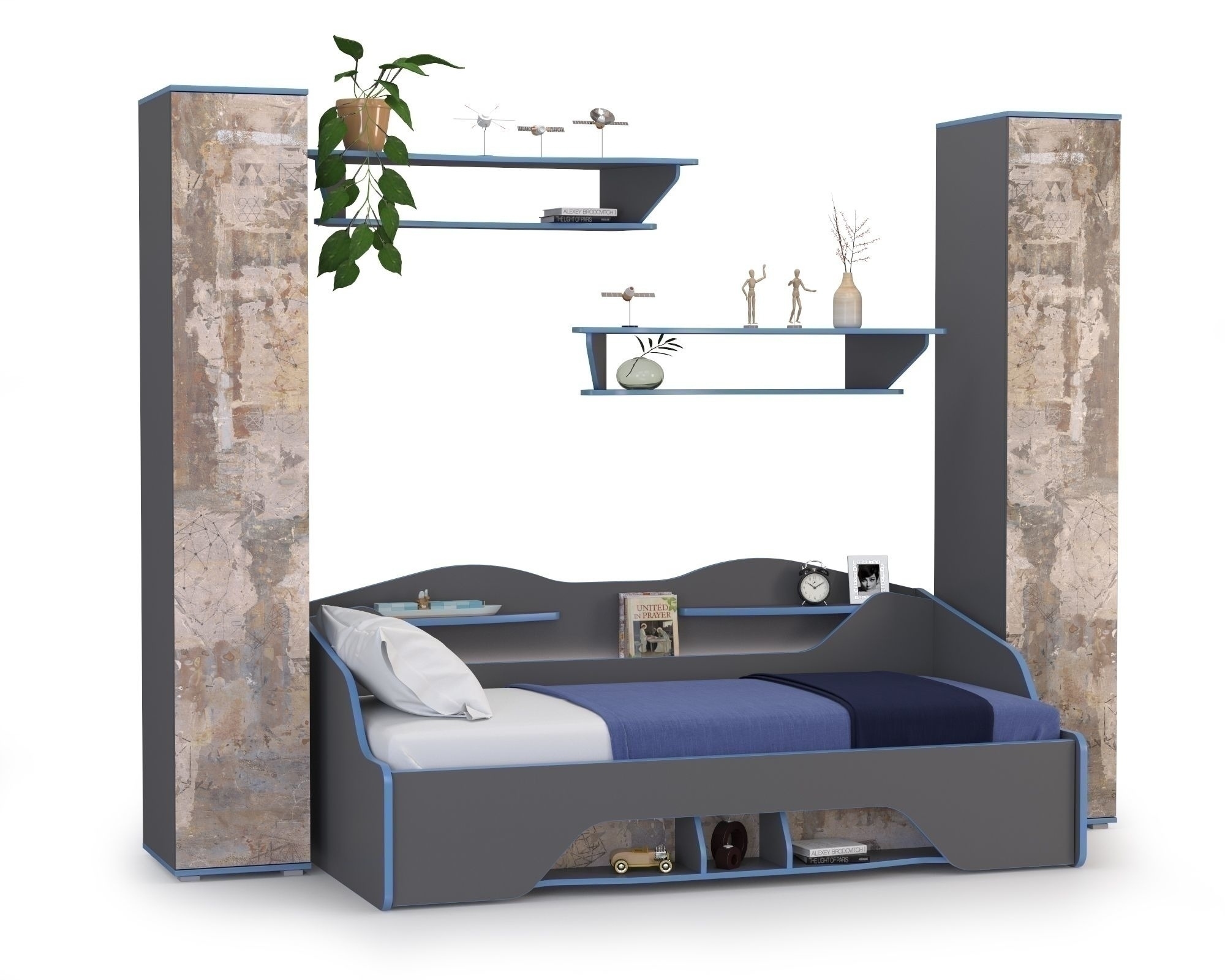 кровать индиго с ящиками