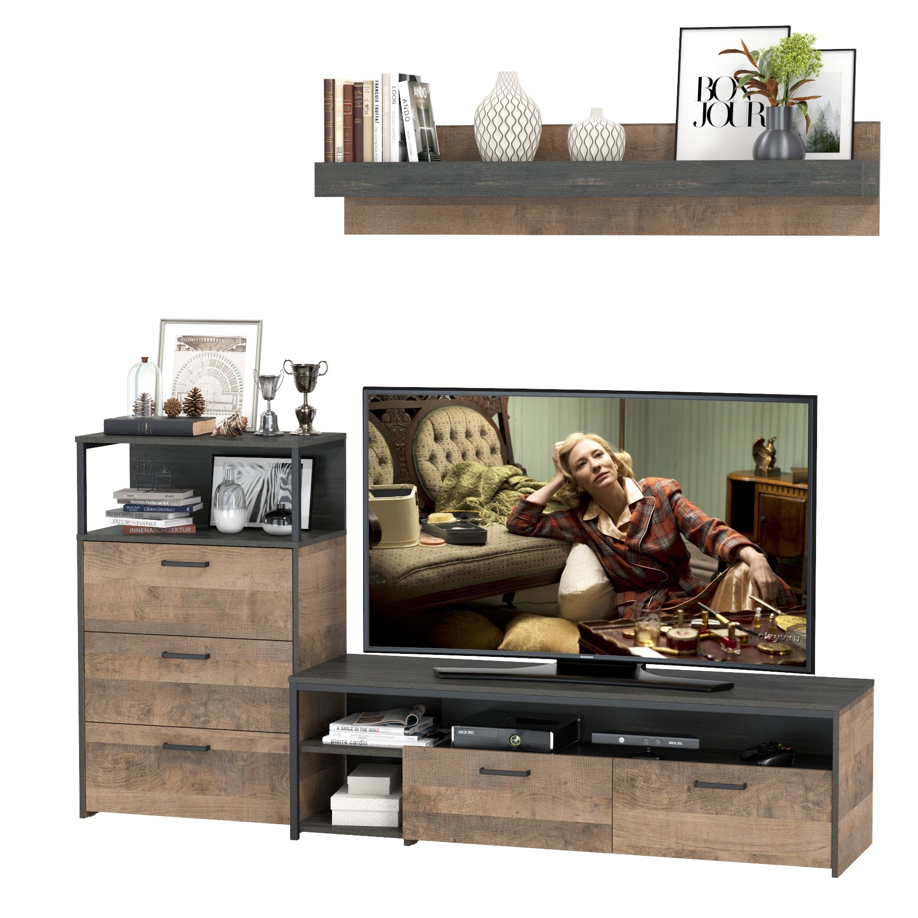 Купить Комод с ящиками Трувор с тумбой под аппаратуру и полкой 23f60513 со  скидкой и кэшбэком в интернет-магазине zoo-friend.ru