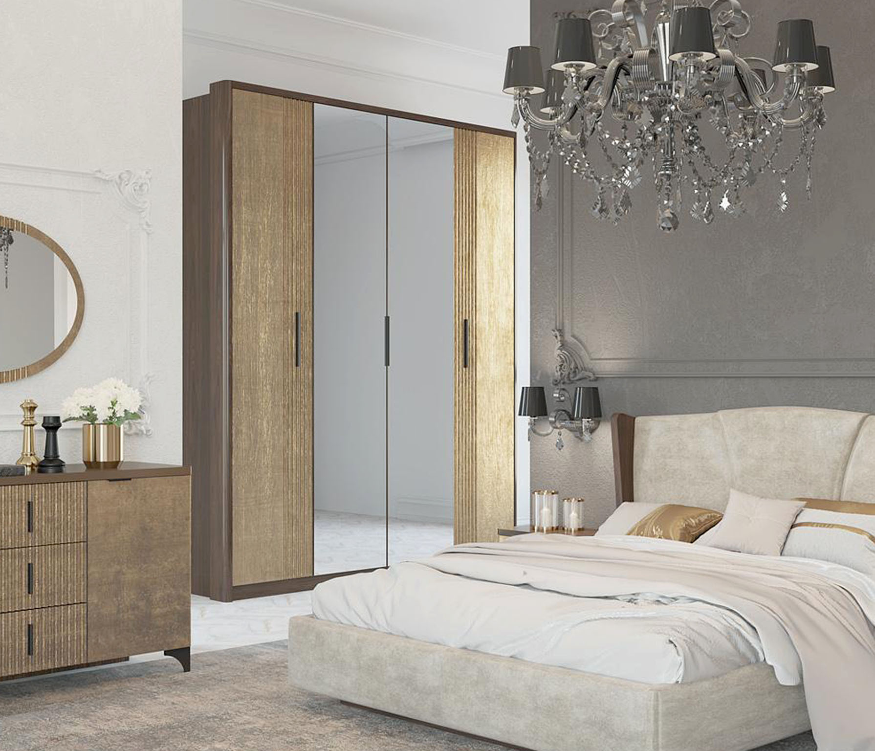 

Шкаф Шер ШК-2307, дуб апрель темный/лофт голдэн пэлас