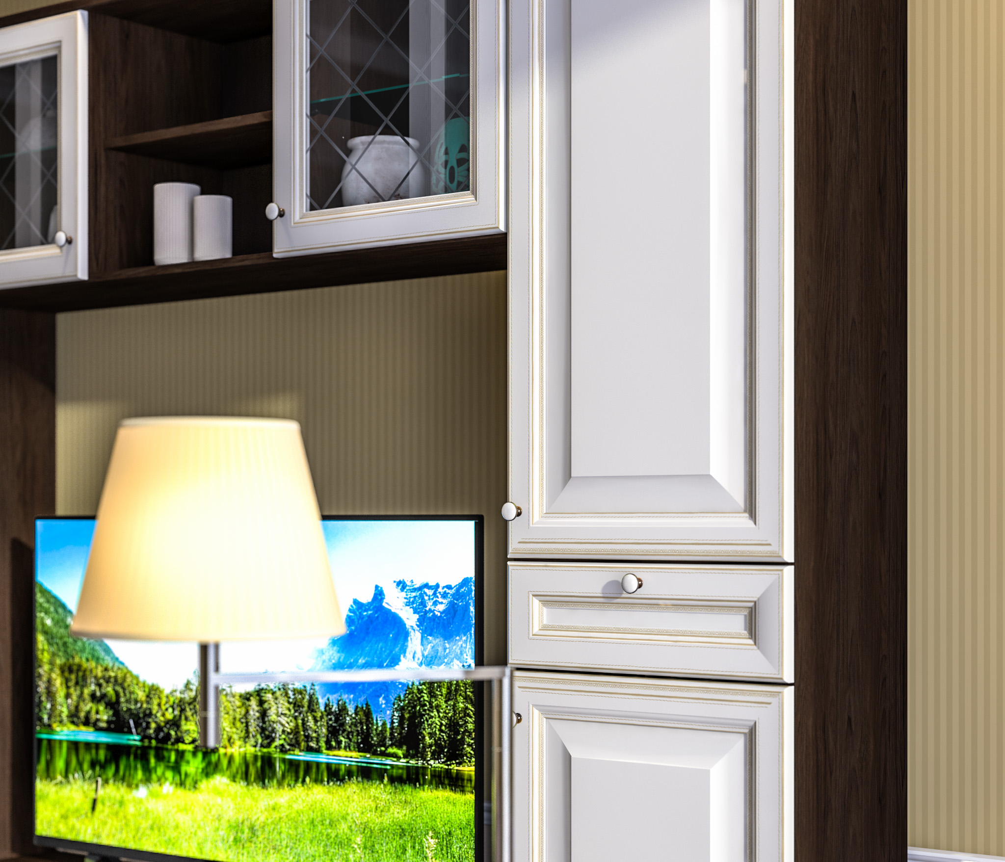 стенка для гостиной с итальянским фасадом