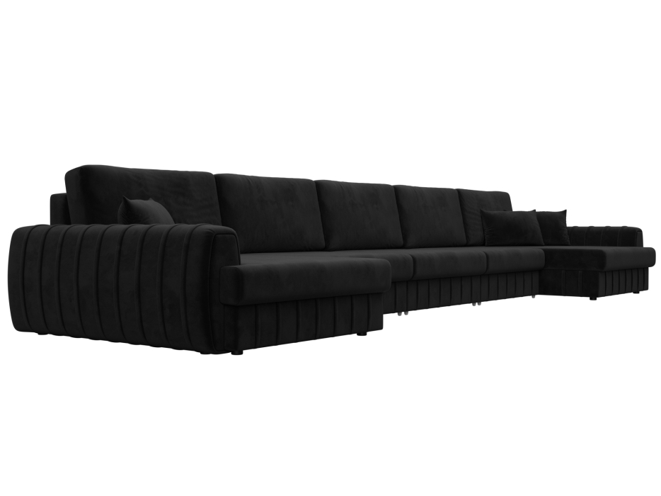 Диваны угловые в гостиную, Диван П-образный Лига-057 НПБ МегаЛонг, велюр SEVEN