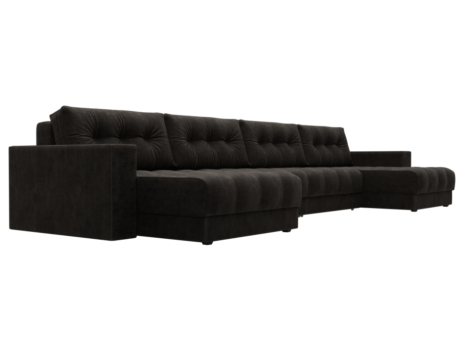 Дизайнерские диваны для гостиной, Диван П-образный с декором Лига-049 НПБ Лонг, велюр BRUT