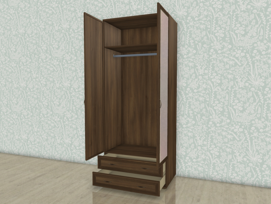 Шкафы двухстворчатые, Модульная система Карина Шкаф ШК-1007 с зеркалом с 2 ящиками