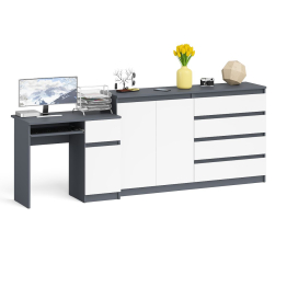 Комод-тумба ящики и дверки Мори 1600 и стол компьютерный МС-1 правый