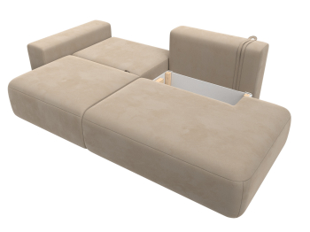 Диван прямой Лига-036 Модерн подлокотник слева, велюр