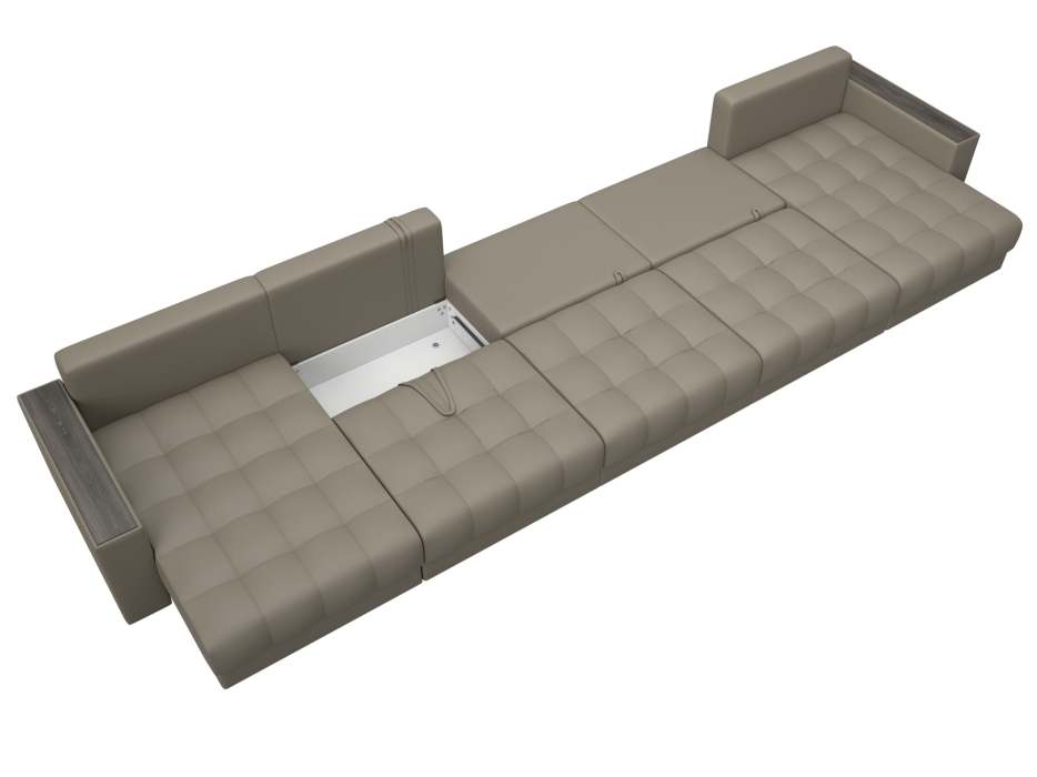 Диваны еврокнижки, Диван П-образный с декором Лига-049 НПБ Мегалонг, экокожа GRIFON