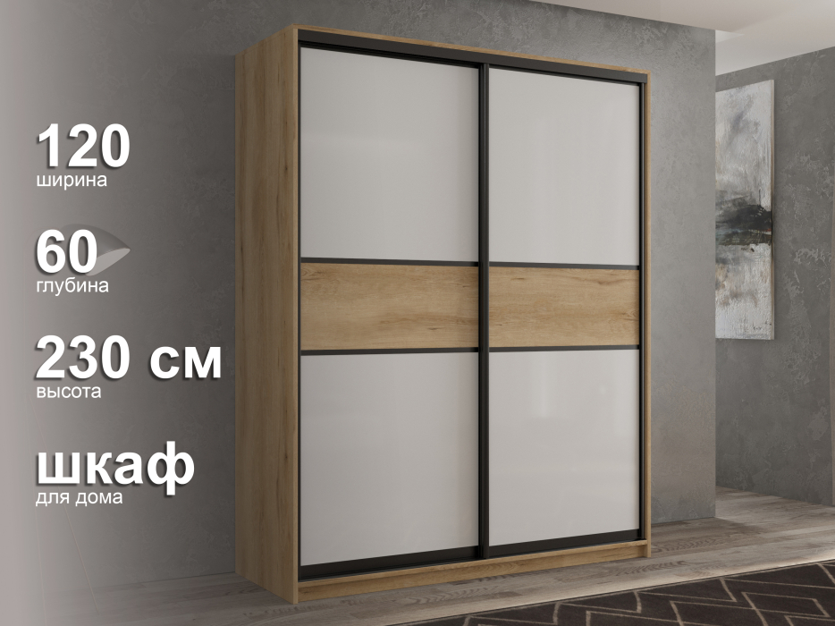 Шкафы-купе 2-х дверные, Шкаф-купе 2х дверный Кааппи 11 120х60