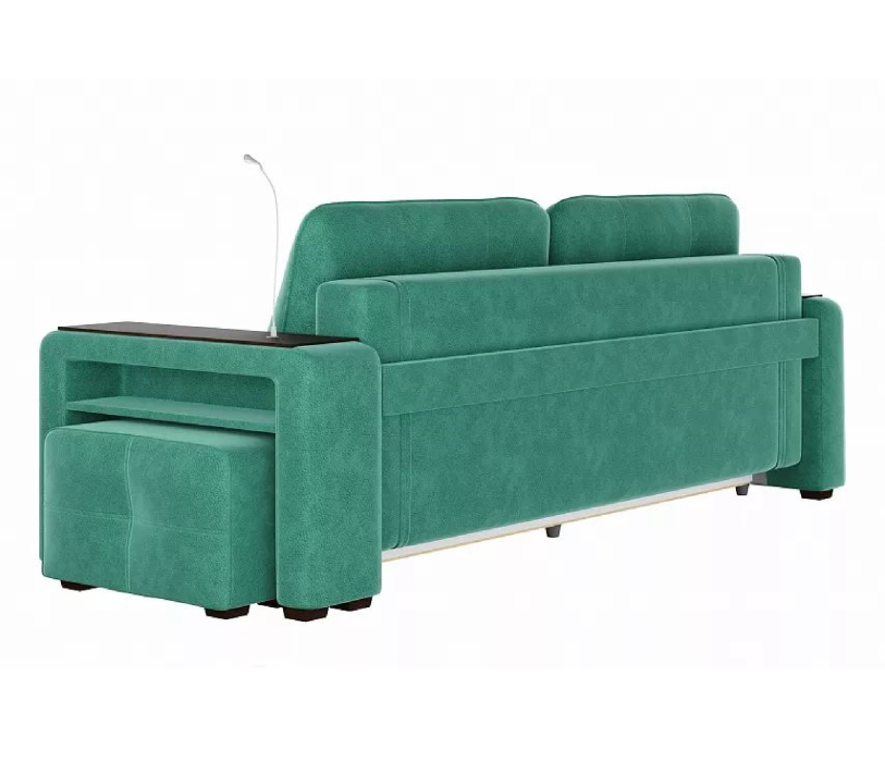 Диваны с ящиком для белья, Диван-кровать прямой Smart 4 пуф справа Велюр