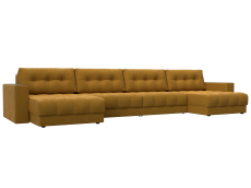 Дизайнерские диваны для гостиной, Диван П-образный с декором Лига-049 НПБ Лонг, велюр BRUT