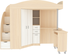 Кровати-чердаки, Кровать чердак Юниор 4, Дуб Молочный