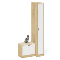 Прихожие, Пенал П-6-500 с обувницей с мягким сиденьем фрезеровка прованс