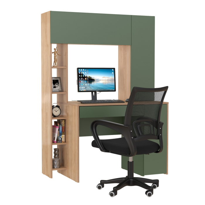 Прямые компьютерные столы, Комплект из компьютерного стола Комфорт 12.71 и черного кресла 103