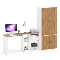 Домашние кабинеты, Шкаф для одежды глубокий с дверками и компьютерный стол Лидер-8