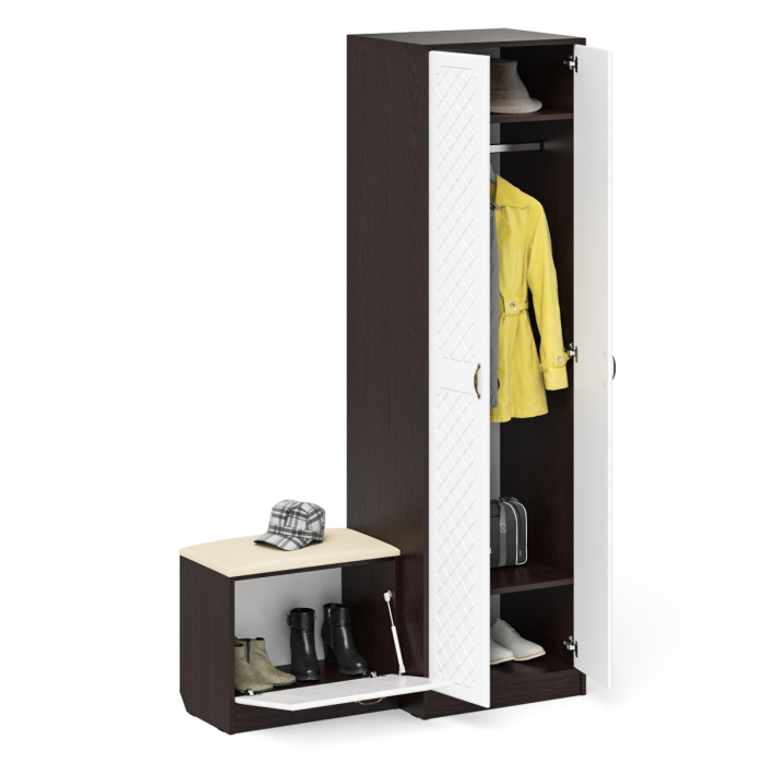 Прихожие, Шкаф для прихожей с обувницей с сиденьем П-6 № 10 МДФ фрезеровка ромб