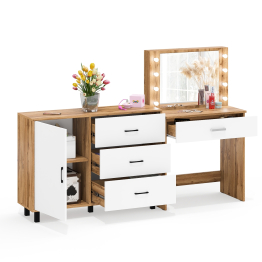 Косметический стол с подсветкой и выдвижным ящиком СТ-4 и комод 122-1204