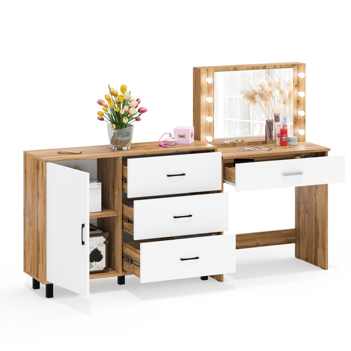 Туалетные столики, Косметический стол с подсветкой и выдвижным ящиком СТ-4 и комод 122-1204