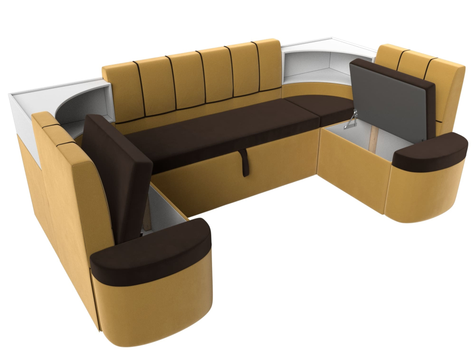 Кухонные уголки, Кухонный П-образный диван Тефида, микровельвет