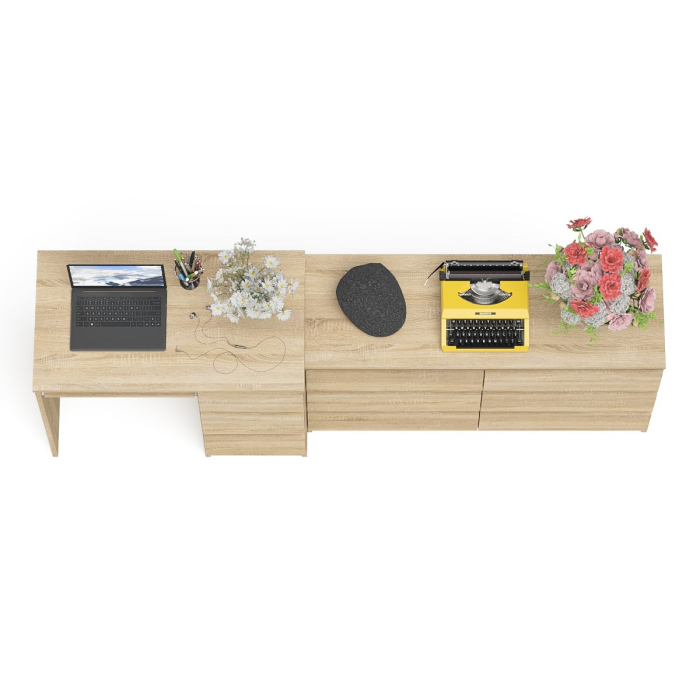 Домашние кабинеты, Комод Мори МК-1200 6 ящиков и компьютерный стол МС-6 три ящика справа