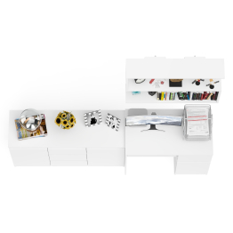 Компьютерный стол МС-1 тумба справа с комодом-тумбой и верхней открытой полкой