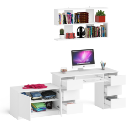 Стол компьютерный Мори МС-2 с верхней полкой и тумбой МА900.1