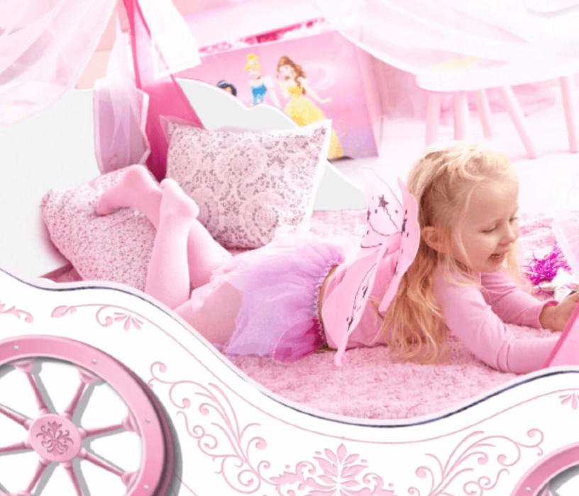 Кровати одноярусные, Кровать детская КАРЕТА БЕЛЫЙ ВИНТАЖ для девочки