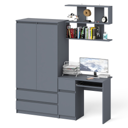 Компьютерный стол Мори МС-1 левый с полкой и шкаф-комодом