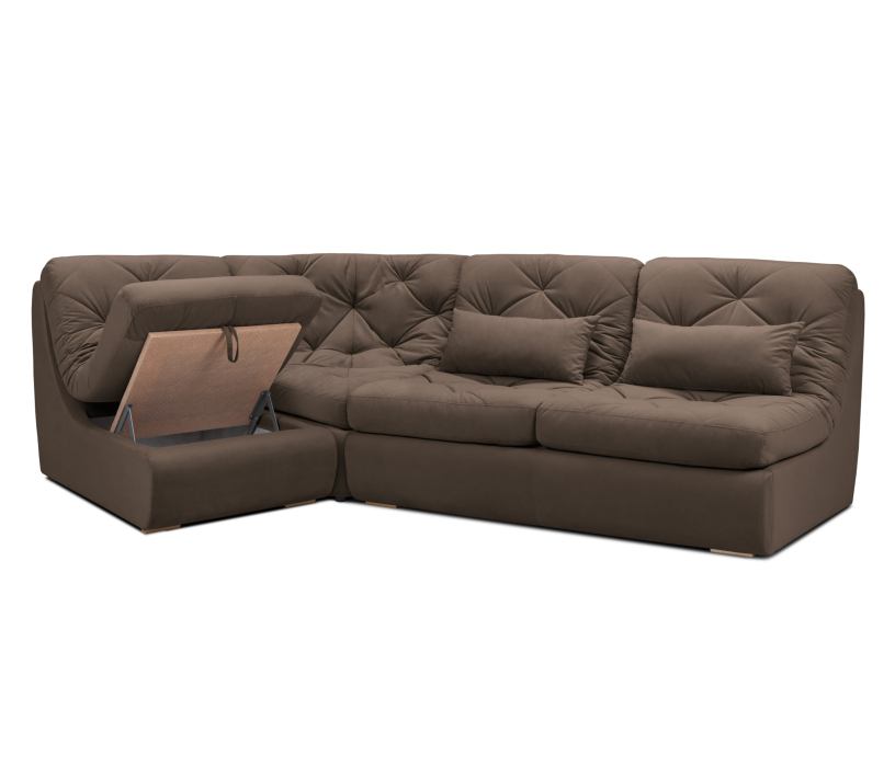 Диваны угловые в гостиную, Модульный угловой диван Борнео со спальным местом, велюр