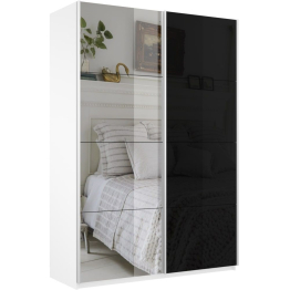 Шкаф-купе Прайм 2х дверный Зеркало/Стекло черное 120х57х230
