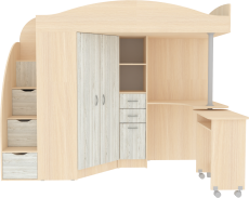 Кровати-чердаки, Кровать чердак Юниор 4, Дуб Молочный