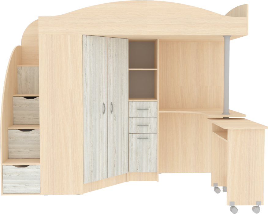 Кровати-чердаки, Кровать чердак Юниор 4, Дуб Молочный