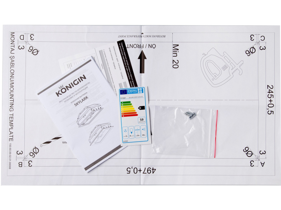 Вытяжки, Кухонная вытяжка Konigin Skylark White Glass