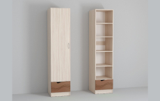 Шкафы пеналы, Пенал Бриз МДФ Волна (Ясень шимо светлый)