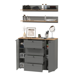 Комод Остин 16.221 ящики и дверки и две навесных полки Остин