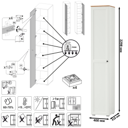 Кровать со спальным местом 1600 с ортопедическим основанием Остин с тумбой прикроватной и шкаф-пенал