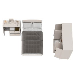 Шкаф-комод 4-х дверный с кроватью 1200 Афина и комодом с дверкой