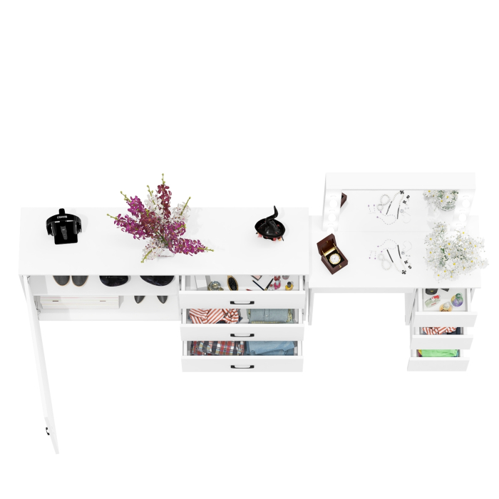 Туалетные столики, Столик косметический с подсветкой Сура и тумба-комод 122-1504