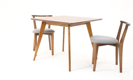Стол Сканди М 100 орех со стульями Франк орех рогожка серый