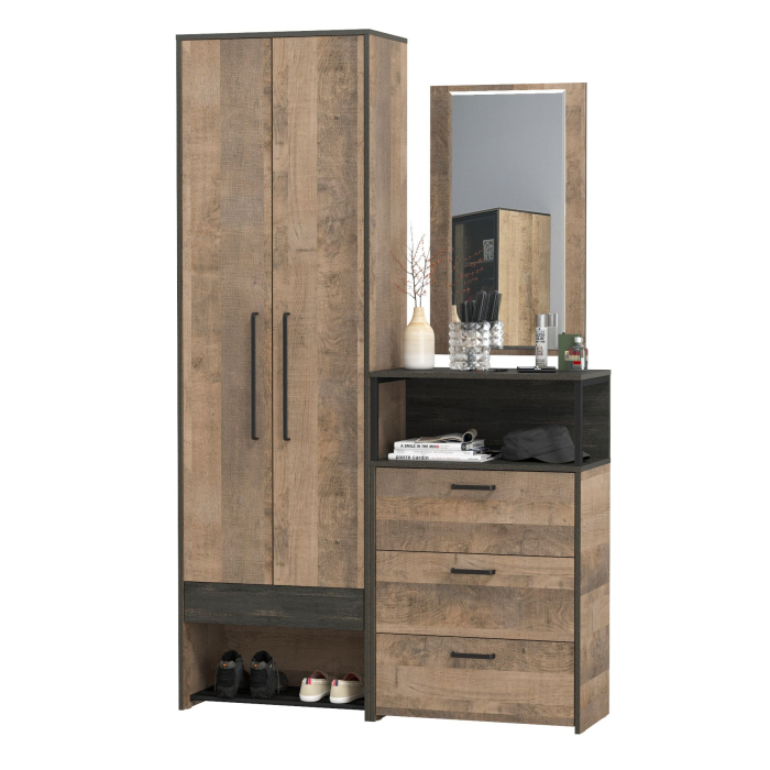 Прихожая, Шкаф с дверками в прихожую с комодом и зеркалом Трувор