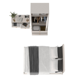 Столик с кроватью на 1400 Афина и шкаф-комодом двухдверным