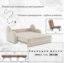 Диван-кровать Барон 1 180см аккордеон, велюр 
