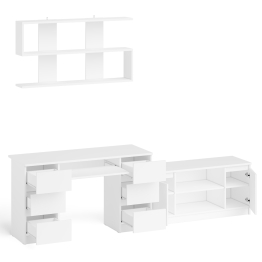 Письменный стол Мори МС-2 с ТВ-тумбой 1200 и навесной полкой 1200