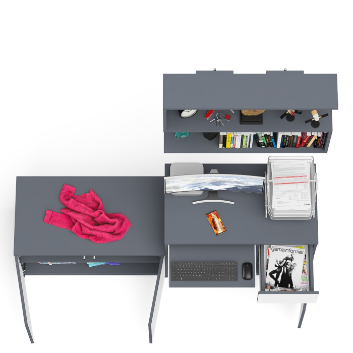 Прямые компьютерные столы, Стол компьютерный однотумбовый Мори МС-1 правый с верхней полкой 900 и тумбой