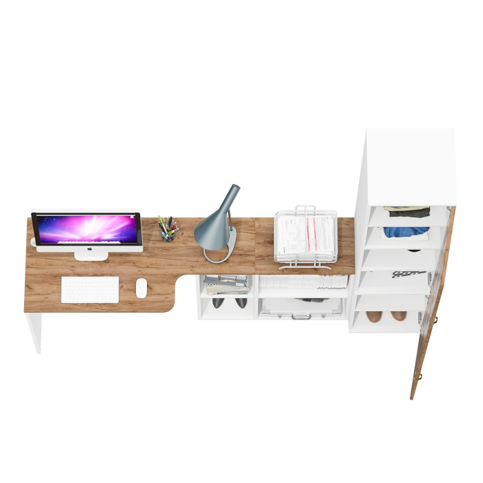 Домашние кабинеты, Пенал с полками и компьютерный стол-трансформер Лидер-8