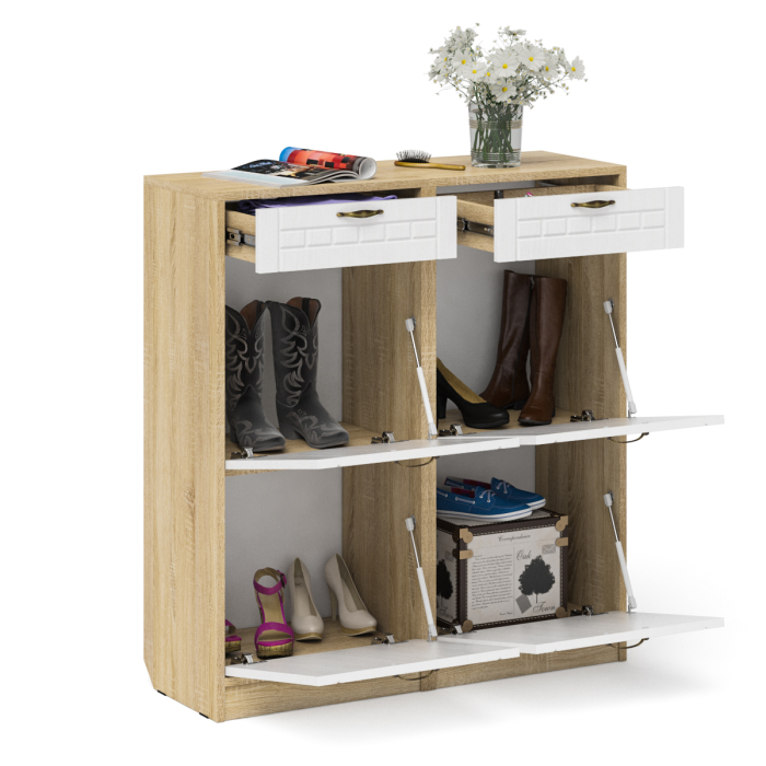 Прихожие, Две тумбы для обуви 2 секции с выдвижным ящиком МДФ фрезеровка прованс