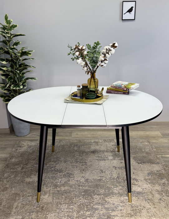 Обеденные столы, Стол Kenner K1000 раздвижной, стекло белое сатин