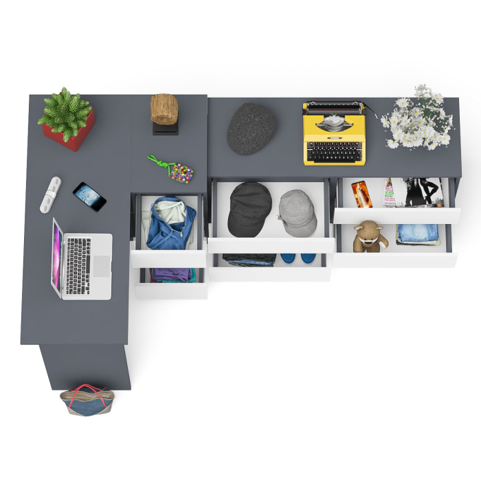 Компьютерные столы, Комод Мори 1200 6 ящиков и компьютерный угловой стол МС-16 правый