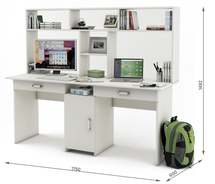 Прямые, Письменный стол Лайт-10Я с надстройкой